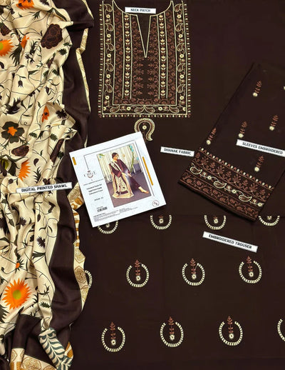 WINTER COLLECTION DHANAK EMBROIDERY 3PC
