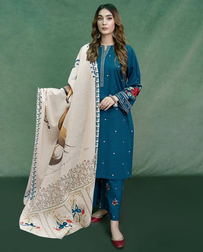 WINTER COLLECTION DHANAK EMBROIDERY 3PC