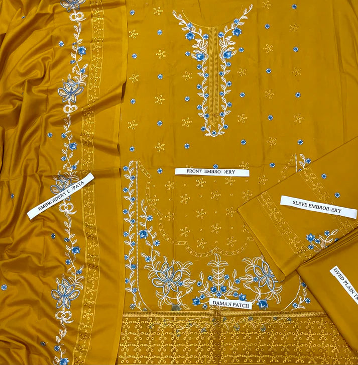 Dhanak Embroidery 3pc