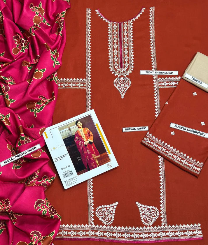 WINTER COLLECTION DHANAK EMBROIDERY 3PC