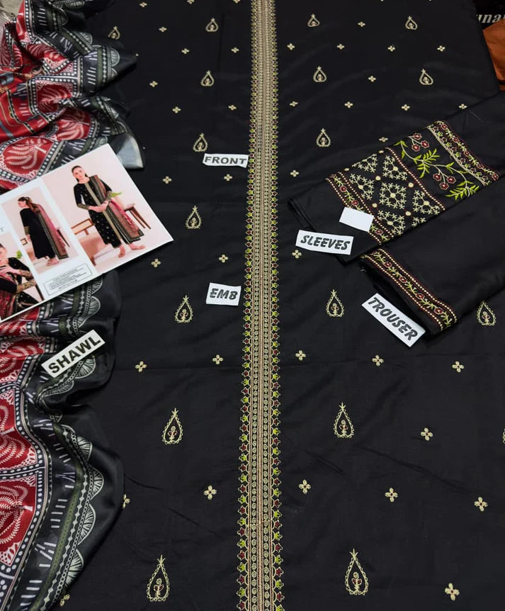 WINTER COLLECTION DHANAK EMBROIDERY 3PC