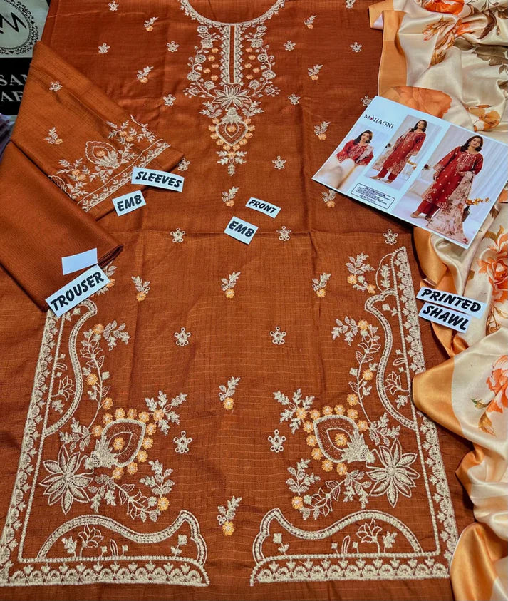 WINTER COLLECTION DHANAK EMBROIDERY 3PC