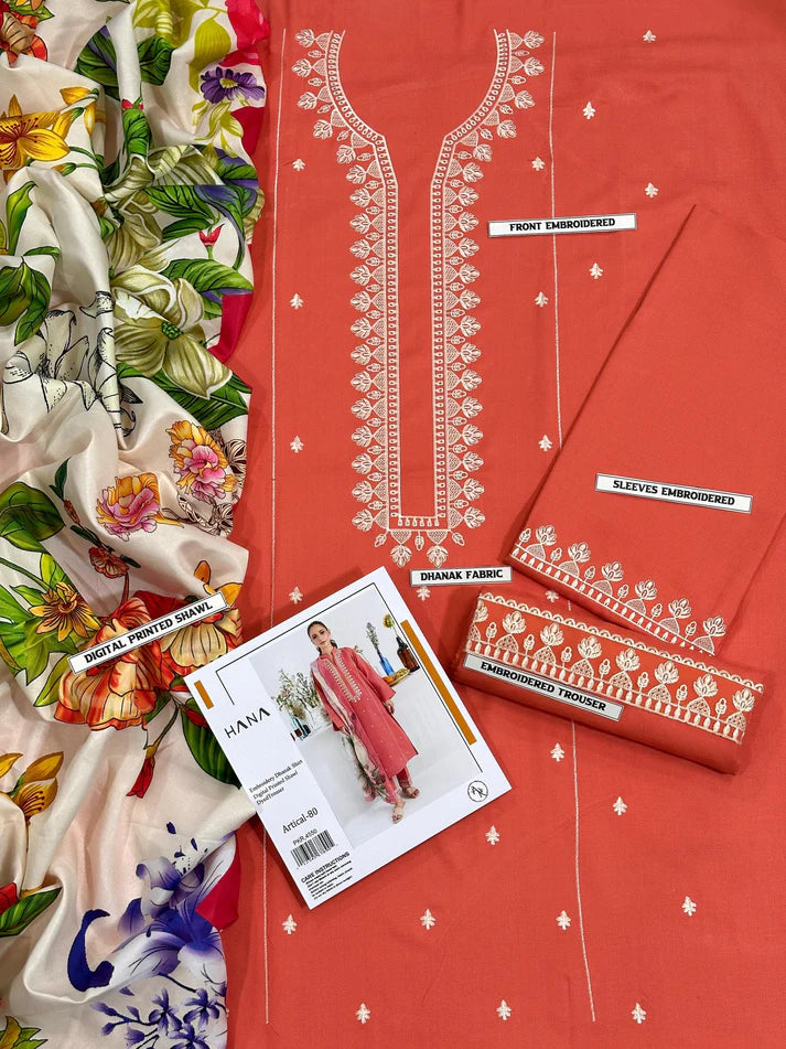 WINTER COLLECTION DHANAK EMBROIDERY 3PC