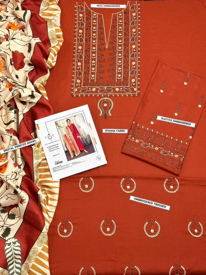 WINTER COLLECTION DHANAK EMBROIDERY 3PC