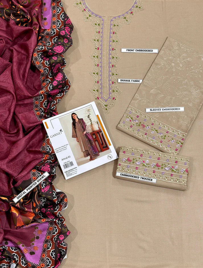 WINTER COLLECTION DHANAK EMBROIDERY 3PC