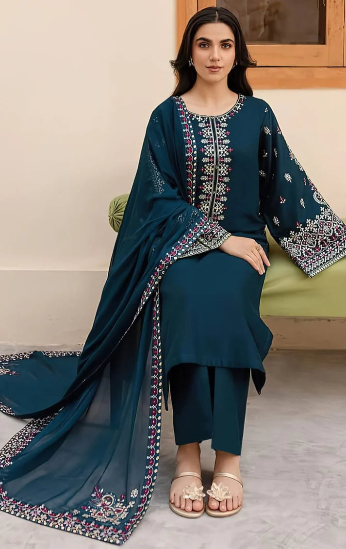 Dhanak Embroidered 3Pc