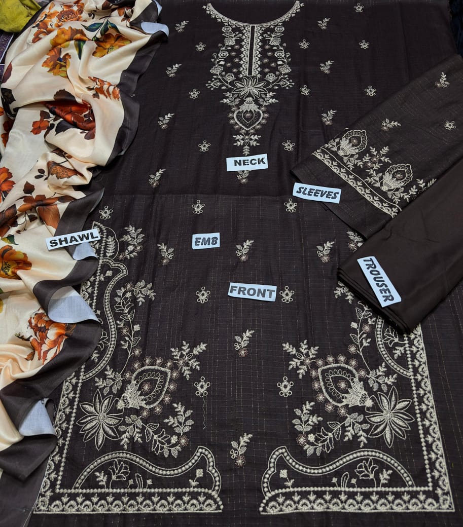 WINTER COLLECTION DHANAK EMBROIDERY 3PC