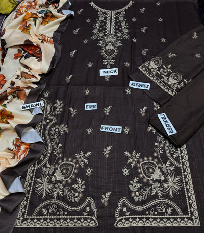 WINTER COLLECTION DHANAK EMBROIDERY 3PC